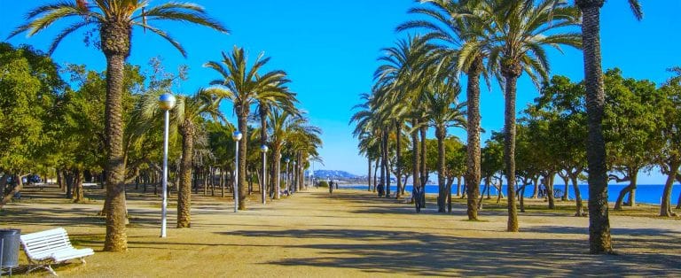 paseo maritimo de mataro con la playa al lado, en la costa de barcelona, ideal para disfrutar de paseos relajantes, vistas al mar y turismo playero