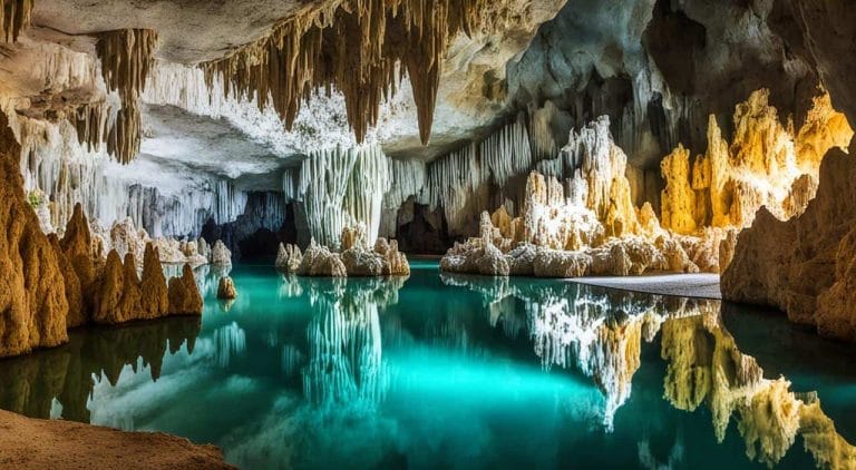 Cueva del Soplao en Cantabria, famosa por sus impresionantes formaciones geológicas.