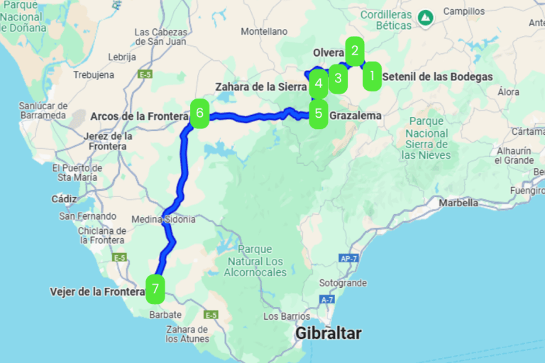 Mapa de LOS PUEBLOS BLANCOS