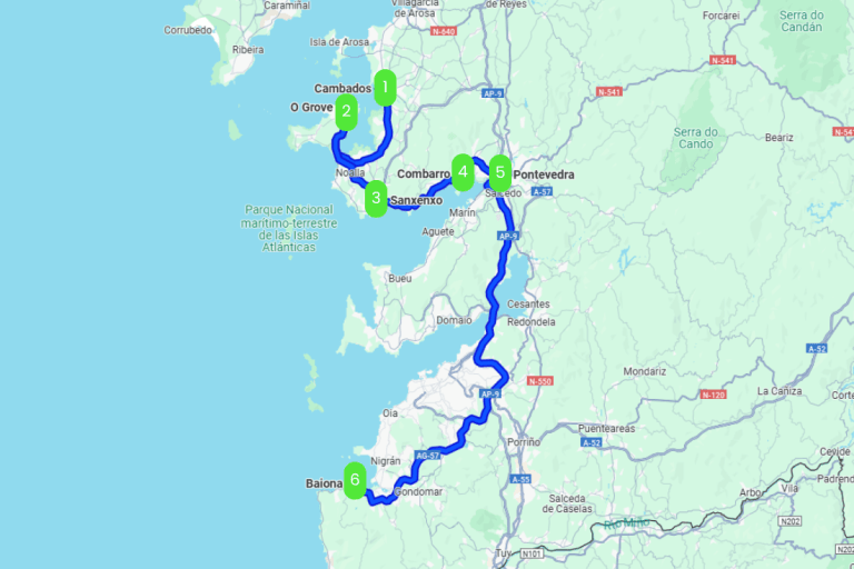 Mapa de LAS RIAS BAIXAS