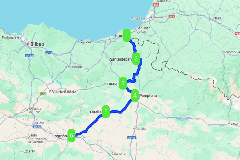Mapa de EUROVELO 1 POR NAVARRA