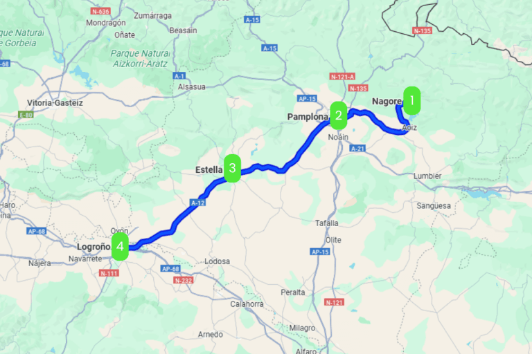 Mapa de EUROVELO 3 POR NAVARRA