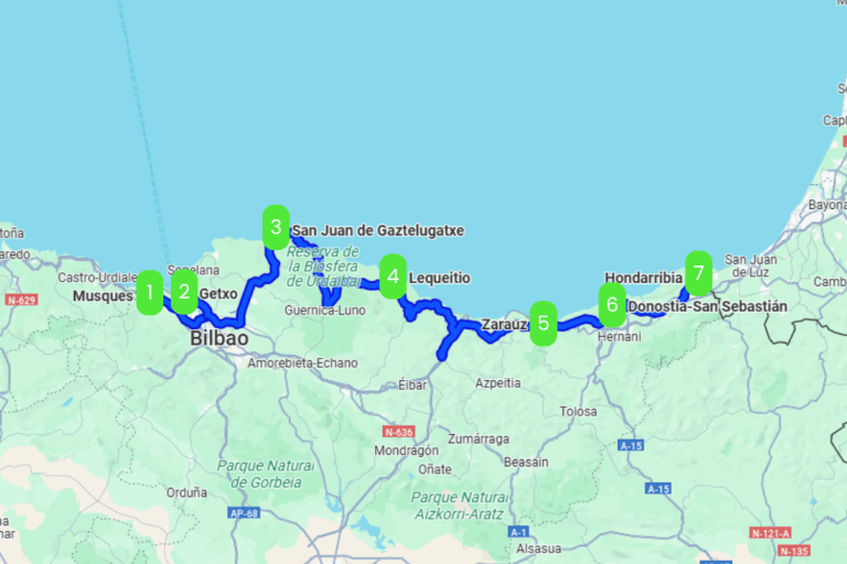 Mapa de LA COSTA DE LAS VASCONGADAS