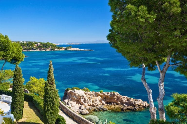 Vista panorámica de la costa de Calvià en Mallorca con aguas turquesas y vegetación mediterránea